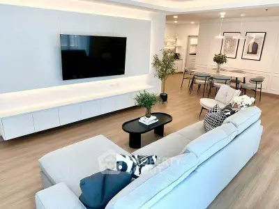 Spacious modern living room with stylish decor and open layout