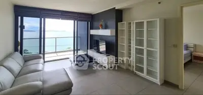 Stunning living room with ocean view and modern furnishings