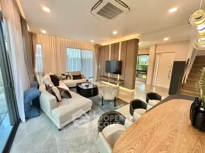 Luxurious modern living room with elegant decor and spacious seating area