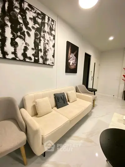 Modern living room with stylish decor and comfortable seating