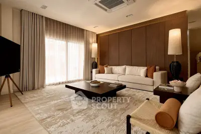 Luxurious living room with elegant decor and natural light