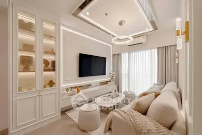 Luxurious modern living room with elegant decor and natural light