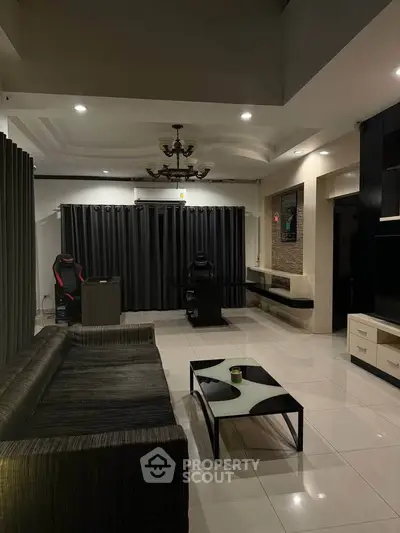 Spacious modern living room with elegant decor and stylish furniture