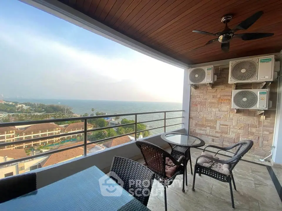 Stunning balcony with ocean view, perfect for relaxation and entertaining.