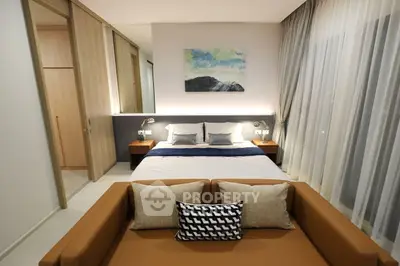 Modern bedroom with stylish decor and cozy ambiance