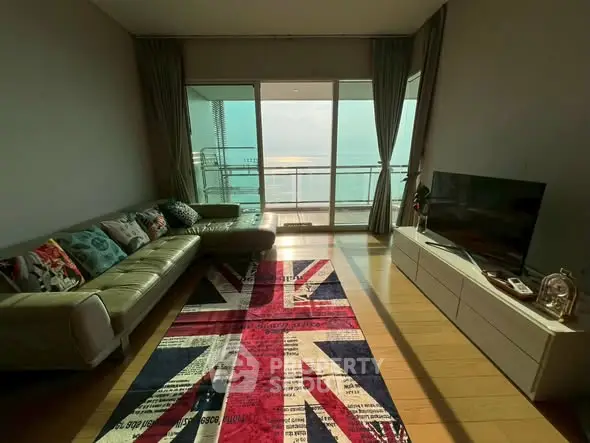 Stylish living room with ocean view and modern decor