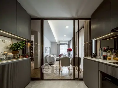 Modern open-layout kitchen with dining area and stylish decor