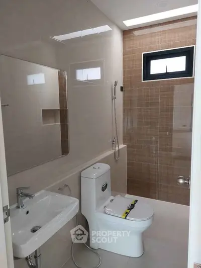 Modern bathroom with sleek fixtures and natural light