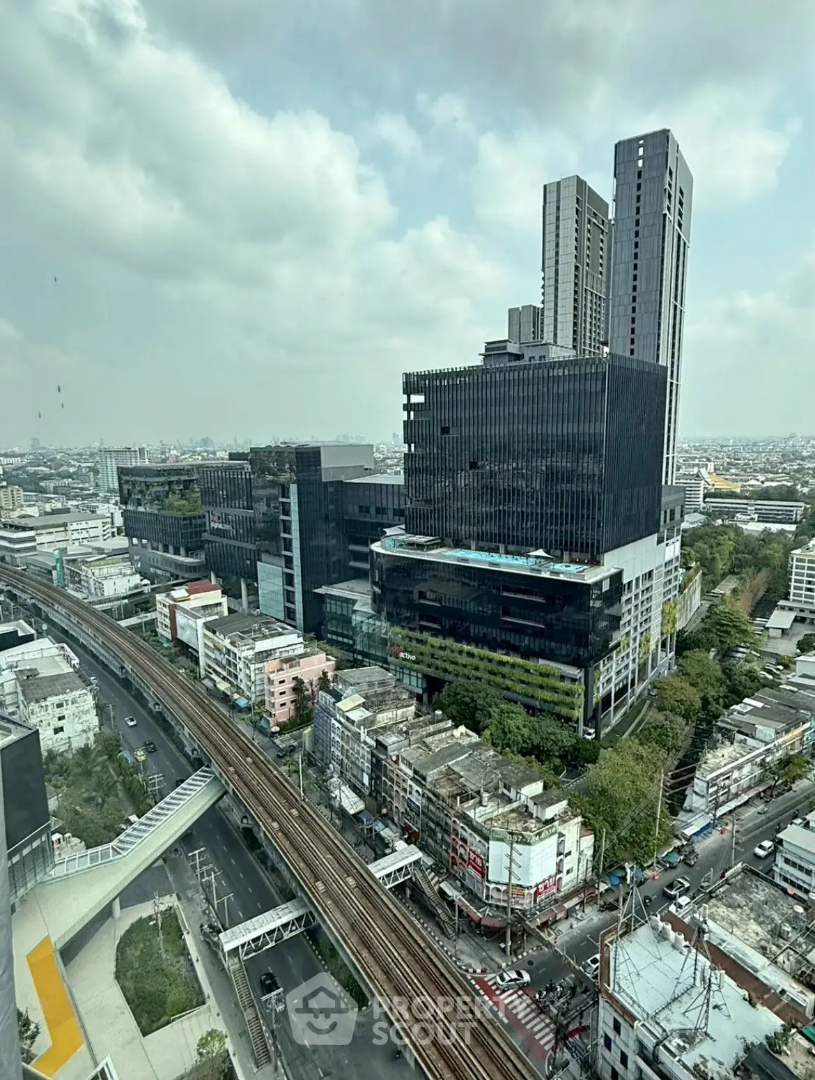Stunning cityscape view with modern high-rise buildings and urban skyline.
