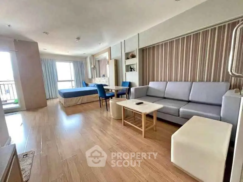 Spacious modern living room with open layout and stylish decor