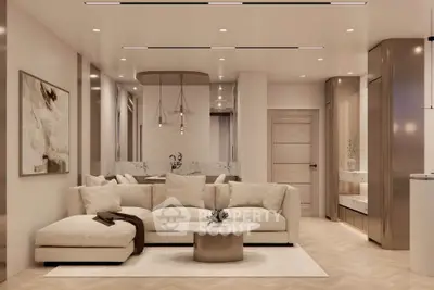 Luxurious modern living room with elegant decor and cozy seating area