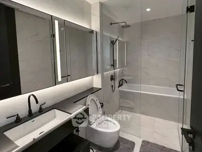 Modern bathroom with sleek fixtures and elegant design