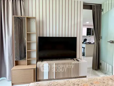 Modern living room with stylish TV unit and elegant decor