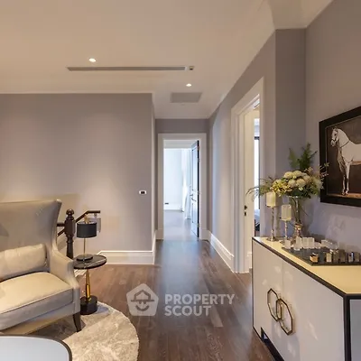 Elegant living room with modern decor and luxurious furnishings in a stylish home.