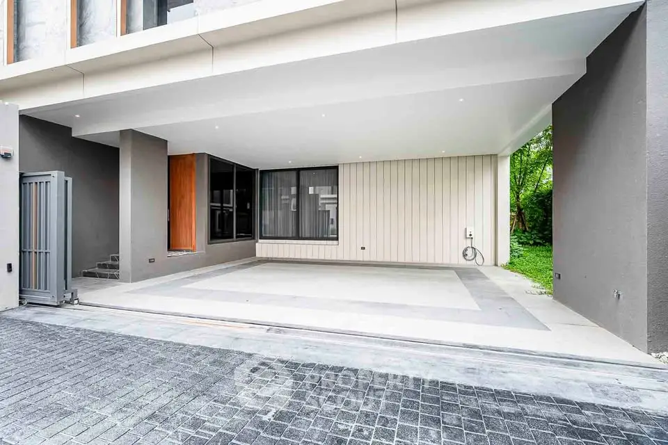 Modern covered parking space with sleek design and spacious layout