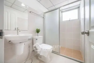 Modern bathroom with sleek fixtures and natural light