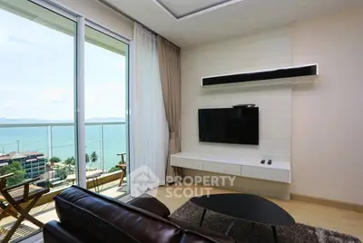 Luxurious living room with stunning ocean view and modern furnishings