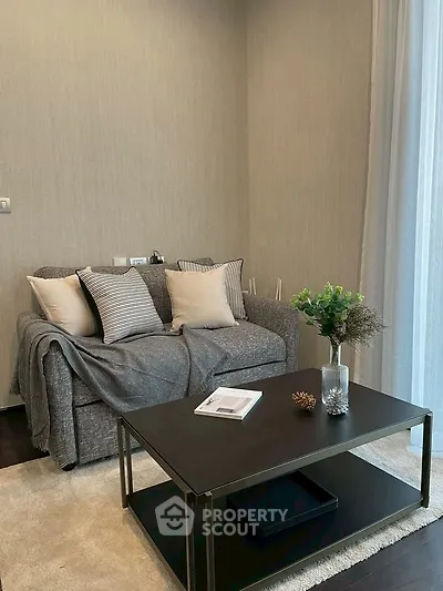 Cozy living room with modern sofa and stylish coffee table