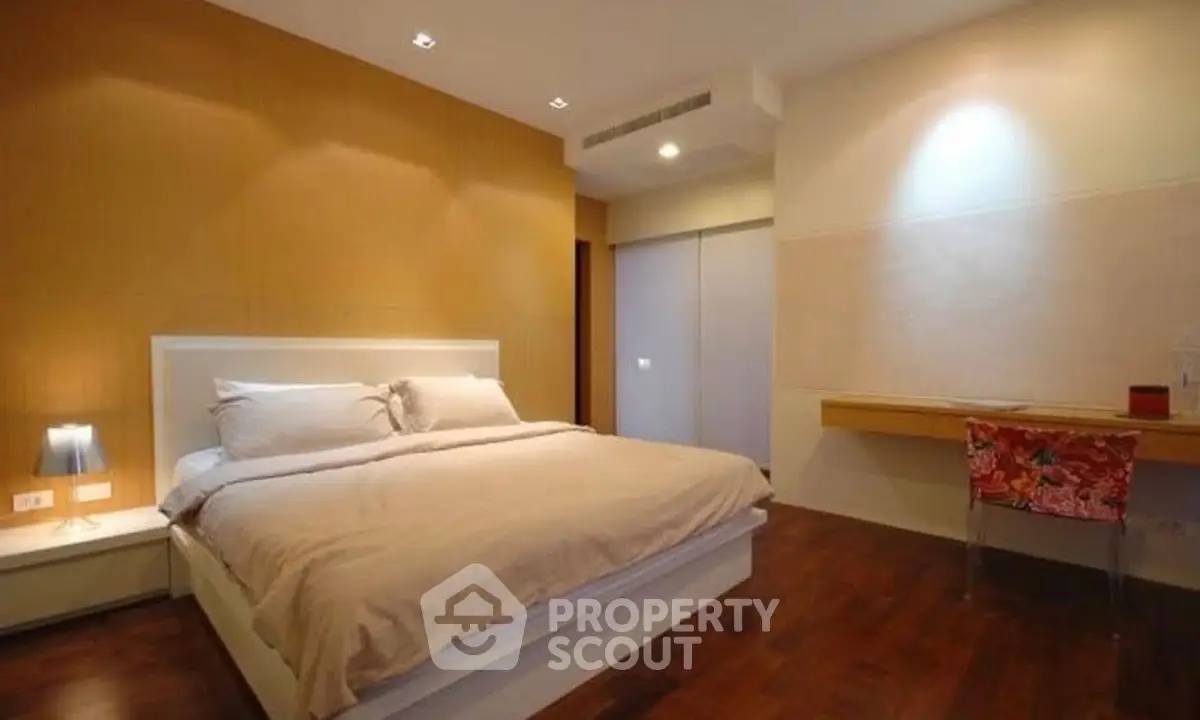 Spacious bedroom with modern design and cozy ambiance