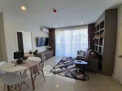 Modern living room with stylish decor and natural light