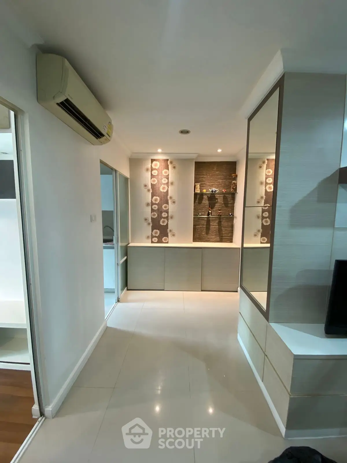 Modern interior with sleek design and built-in storage solutions