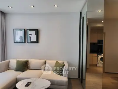 Modern living room with elegant sofa and stylish decor