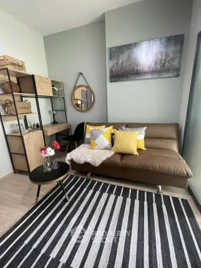 Stylish modern living room with cozy sofa and chic decor