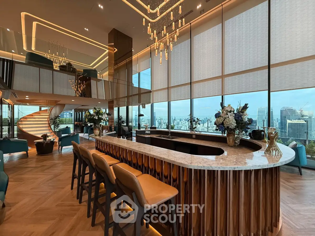 Luxurious penthouse with panoramic city views and elegant interior design