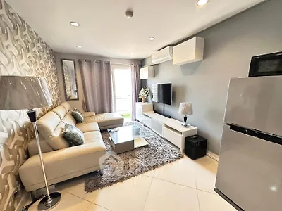 Modern living room with stylish decor and natural light
