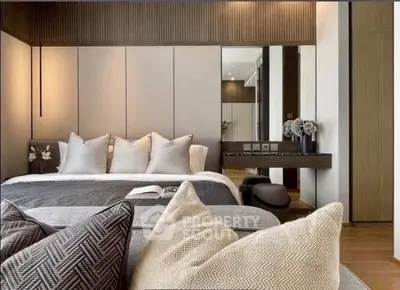 Luxurious modern bedroom with elegant decor and plush pillows