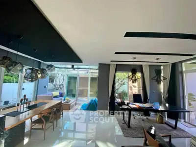 Luxurious modern living room with open layout and stylish decor