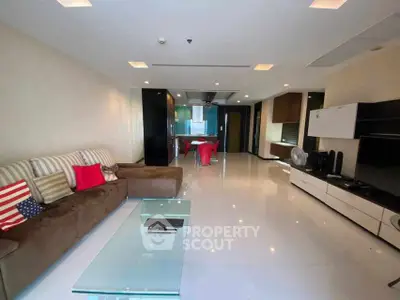 Spacious modern living room with stylish decor and open layout