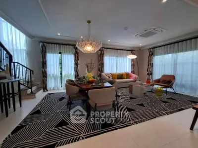 Luxurious living room with modern decor and stylish furniture