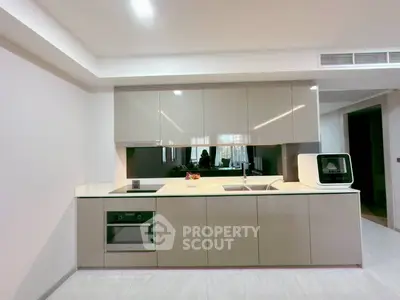 Modern kitchen with sleek cabinetry and built-in appliances