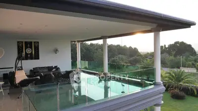 Luxurious balcony with stunning views and modern outdoor seating area