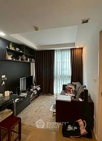 Cozy living room with modern decor and natural light