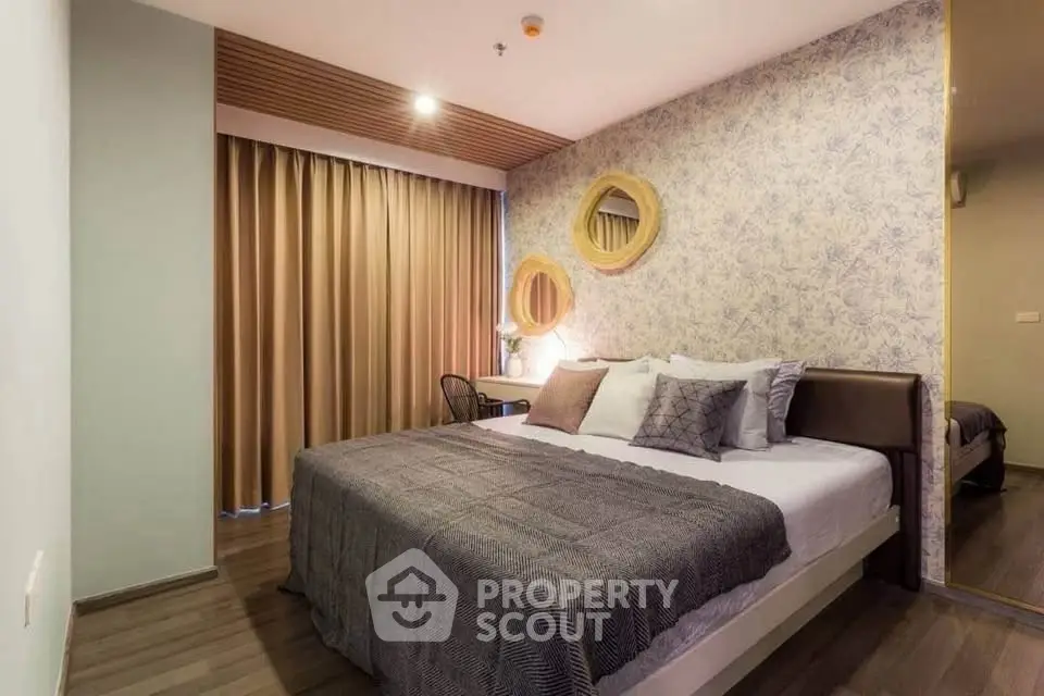 Stylish bedroom with modern decor and cozy ambiance