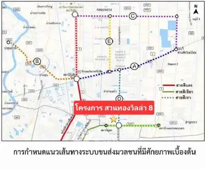 Map showing transportation routes and project location in urban area.