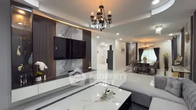 Luxurious modern living room with elegant decor and open layout