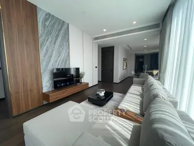 Luxurious modern living room with sleek design and natural light