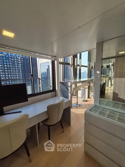 Modern apartment with stunning city view and sleek interior design