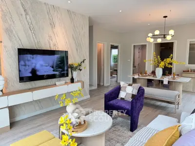 Stylish modern living room with elegant decor and open layout