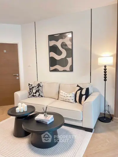 Stylish modern living room with cozy sofa and chic decor