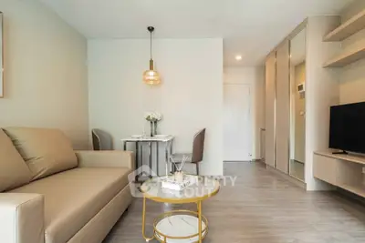 Modern living room with cozy sofa and stylish decor in a contemporary apartment