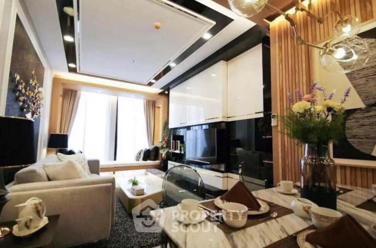 Luxurious modern living room with elegant decor and natural light