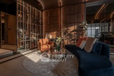 Luxurious modern living room with elegant furniture and ambient lighting