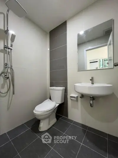 Modern minimalist bathroom with sleek fixtures and contemporary design