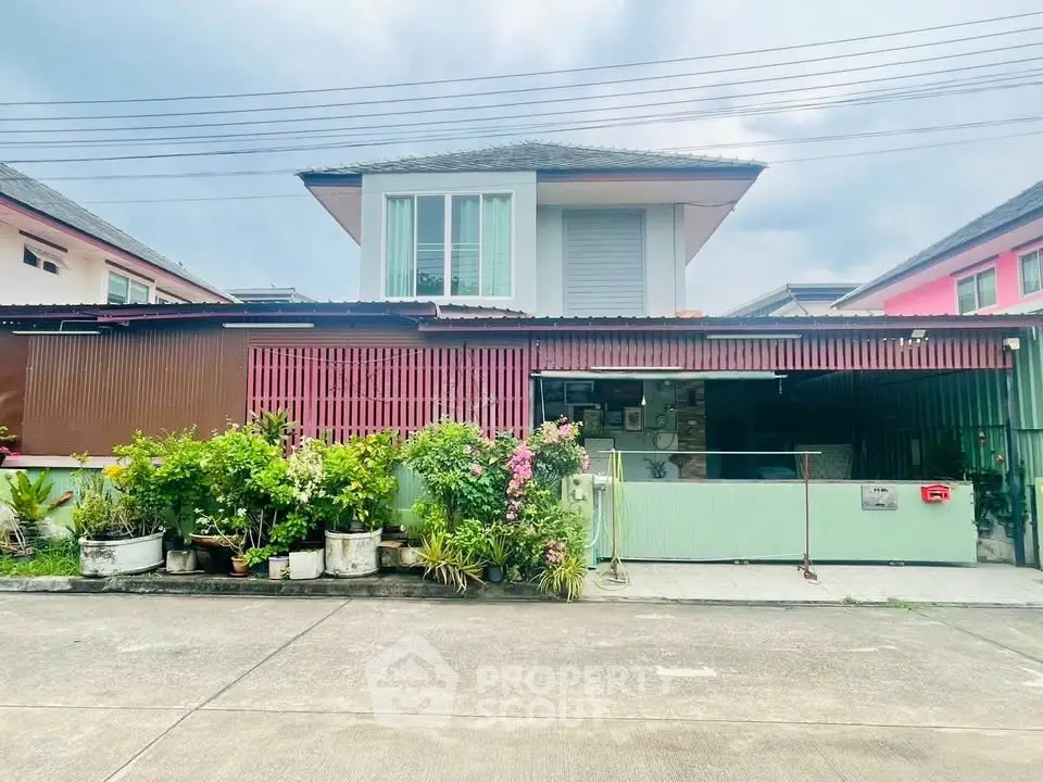 Charming suburban house with lush garden and modern facade