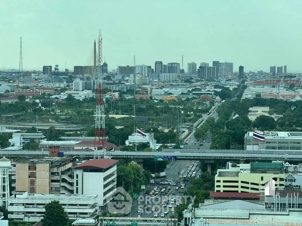 Stunning cityscape view showcasing urban skyline and bustling streets.
