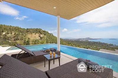 Luxurious infinity pool with breathtaking ocean and hillside views